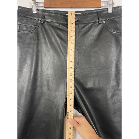 L’Académie Black Leather Straight Leg Pants Women’s XL 100% Leather NWT - Picture 12 of 14